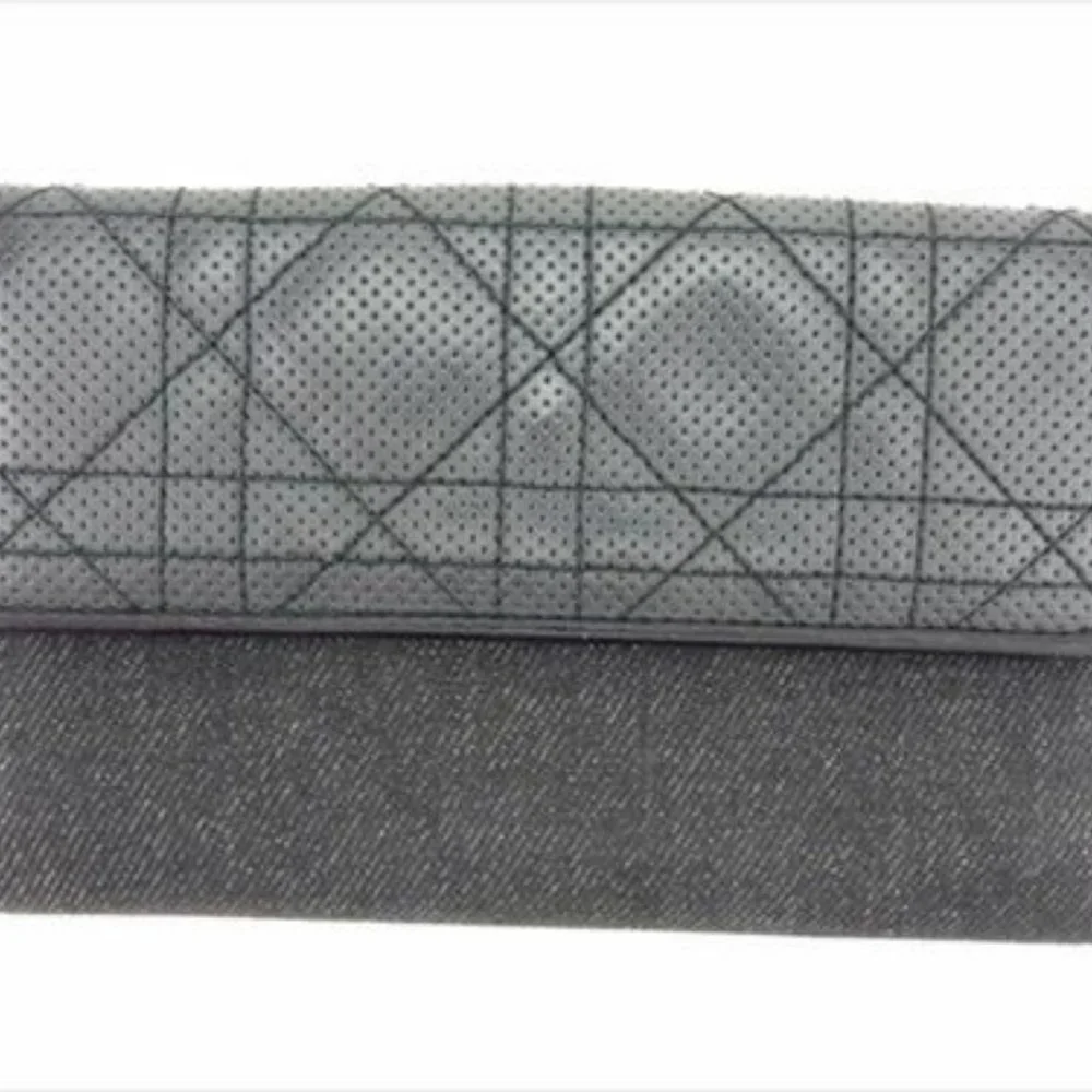 AUTH Dior Wallet Purse Long Wallet Black Canvas Leather Mens